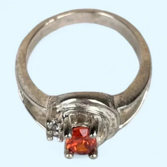 Vintage 925 Garnet & Rhinestone Ring - Picture 4 of 9
